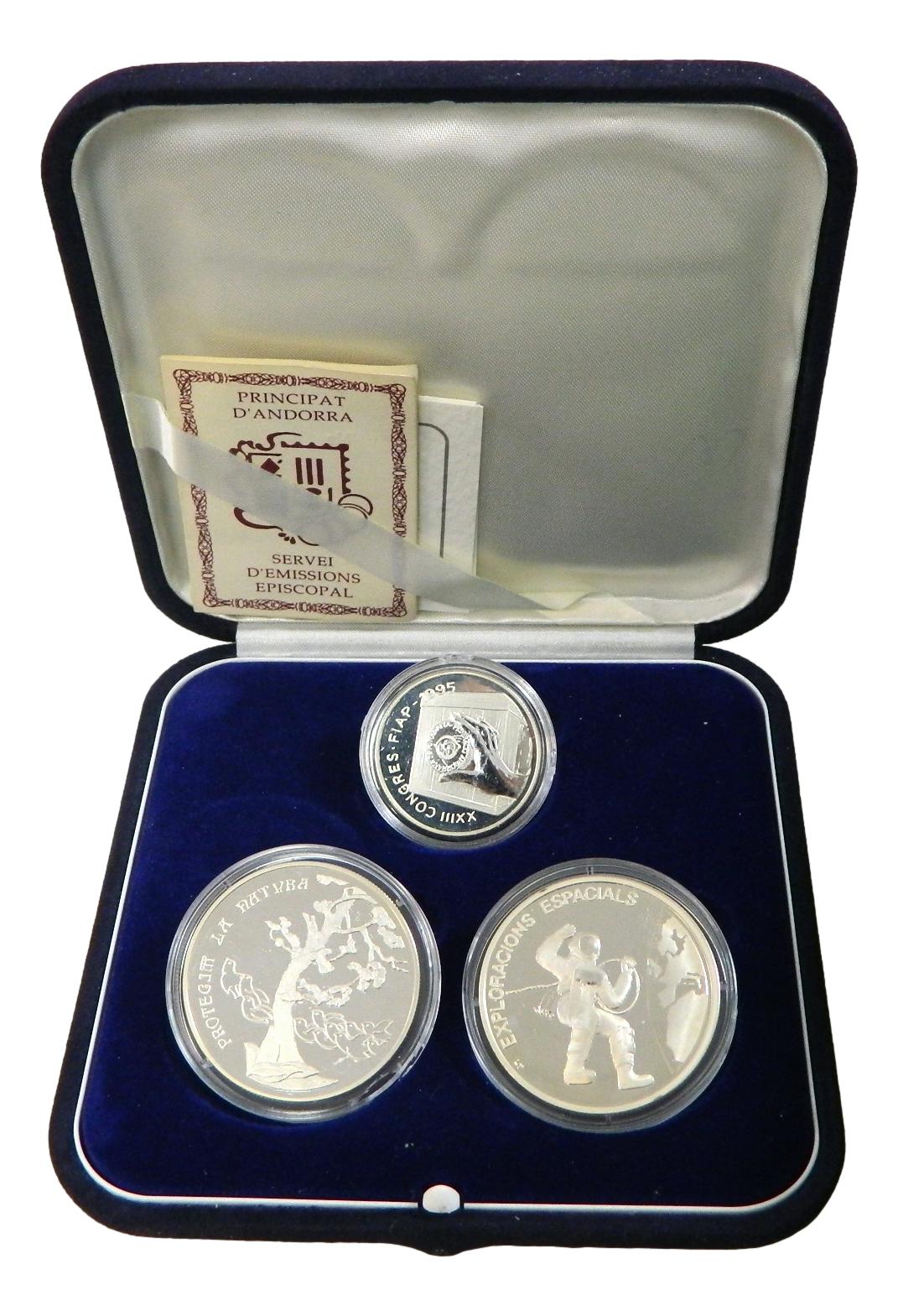 1993 - 1995 - ANDORRA - SERIE 3 MONEDAS - PLATA - 10 Y 5 DINERS