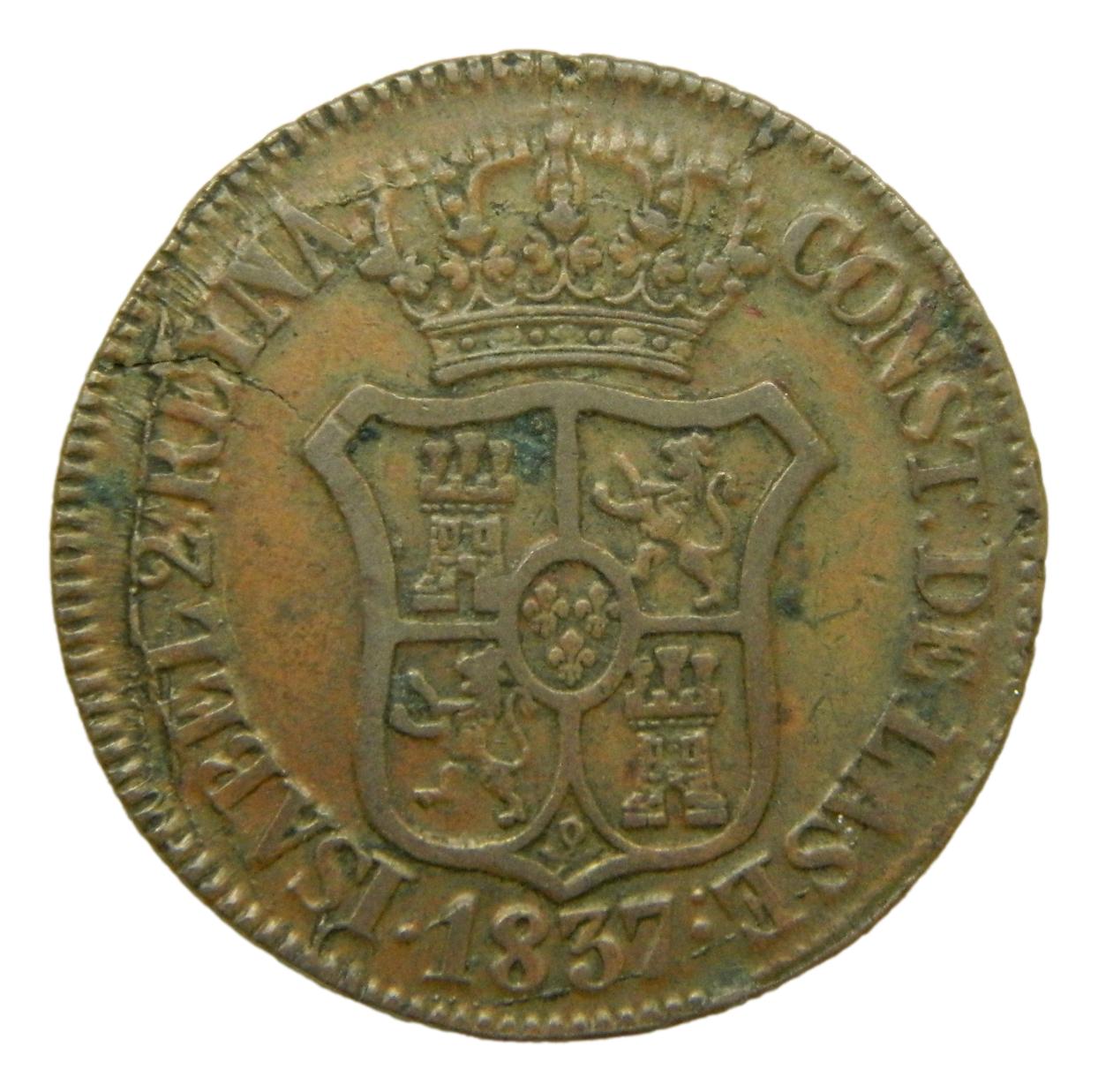 1837  - ISABEL II - 6 CUARTOS - CATALUÑA