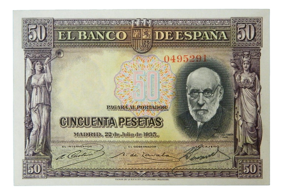 1935 - ESPAÑA - BILLETE - 50 PESETAS - SANTIAGO RAMON Y CAJAL - EBC+