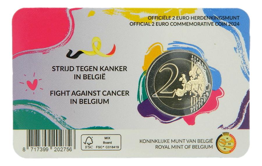 2024 - BELGICA - 2 EURO - LUCHA CONTRA EL CANCER - FRANCES - COINCARD