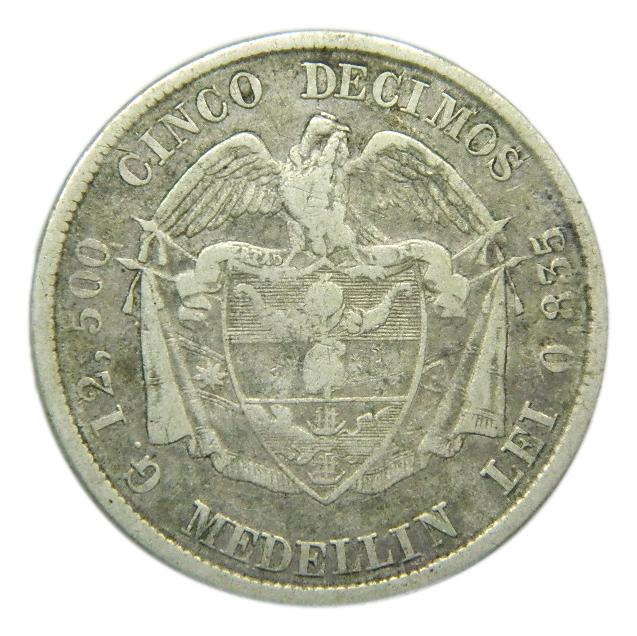 1884 - COLOMBIA - 5 DECIMOS - MEDELLIN - PLATA