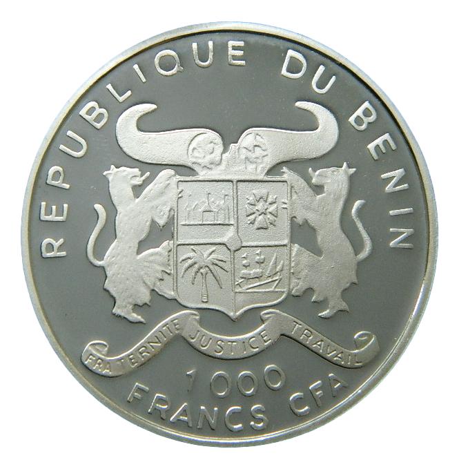 1997 - BENIN - 1000 FRANCS CFA - FAUNA AFRICANA - ZEBRA - PLATA PROOF