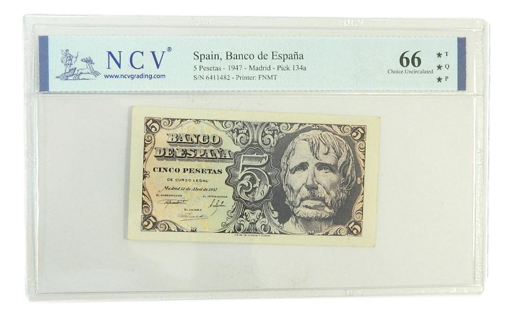 1947 - ESPAÑA - BILLETE - 5 PESETAS - NCV 66