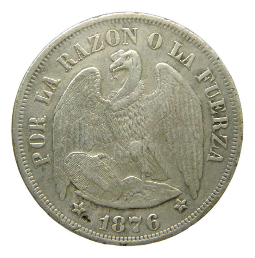 1876 - CHILE - 1 PESO - SANTIAGO - PLATA
