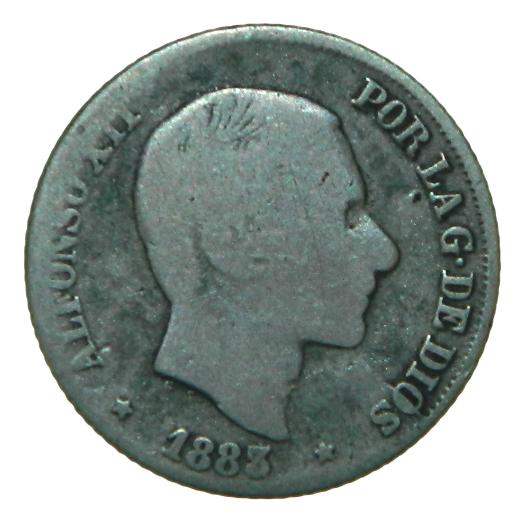 1883 - ALFONSO XII - 10 CENTAVOS DE PESO - MANILA - PLATA