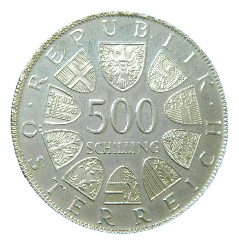 1980 - AUSTRIA - 500 SCHILLING - 5 JAHRE STAATSVERTRAG - PLATA PROOF