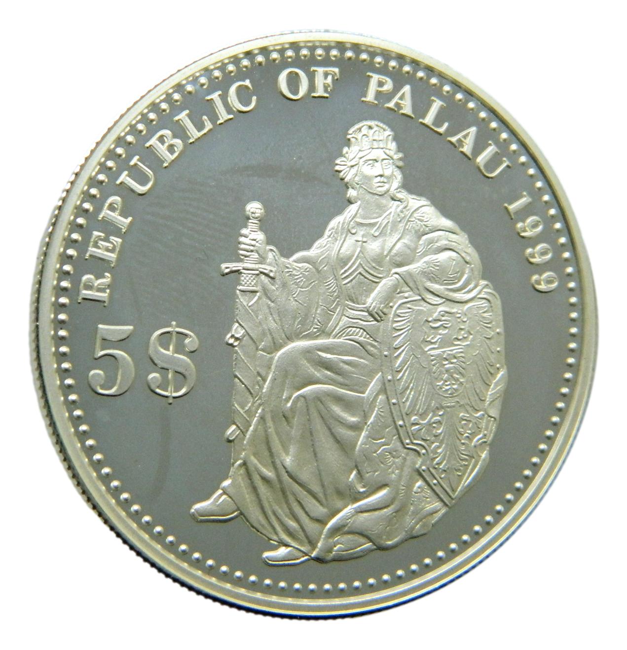 1999 - PALAU - 5 DOLARES - TOGO ALEMAN - PLATA