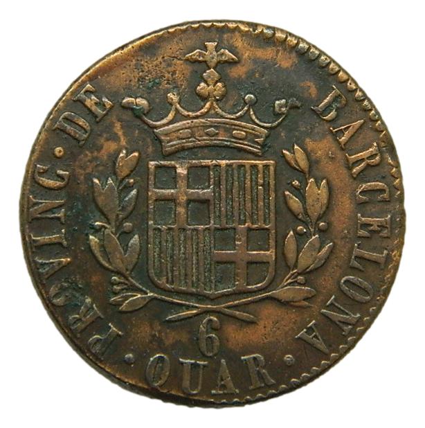 1823 - FERNANDO VII - 6 CUARTOS - BARCELONA