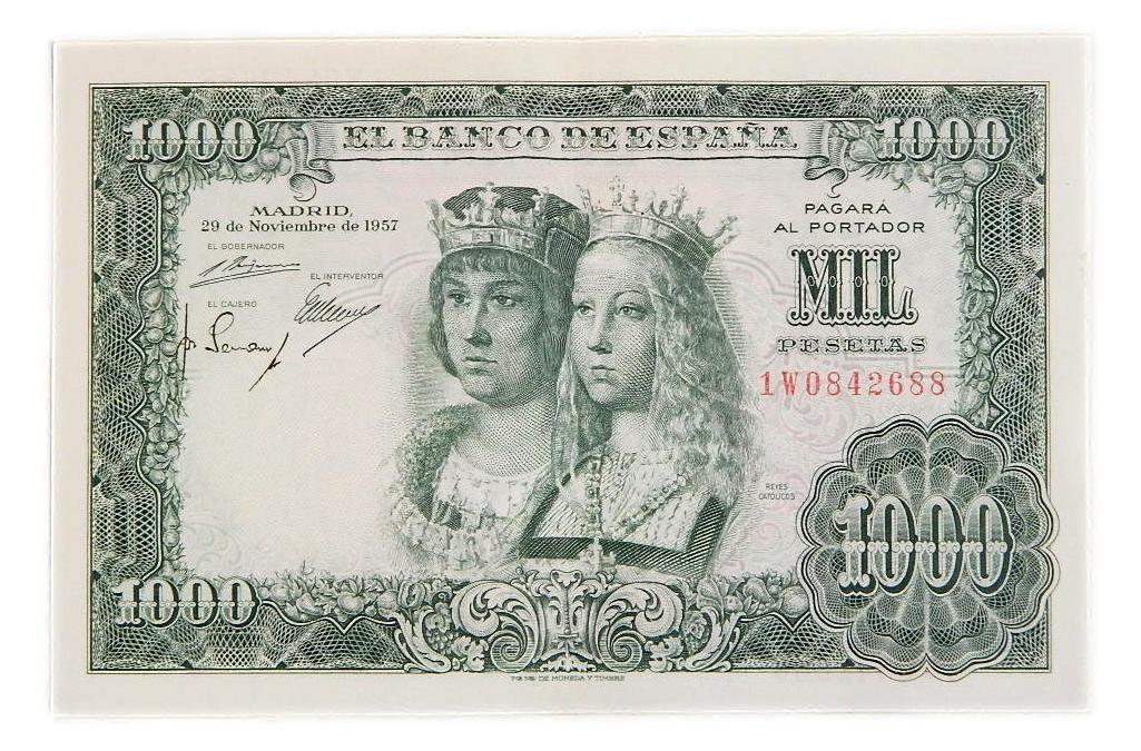1957 - ESPAÑA - BILLETE - 1000 PESETAS - REYES CATOLICOS - MBC+