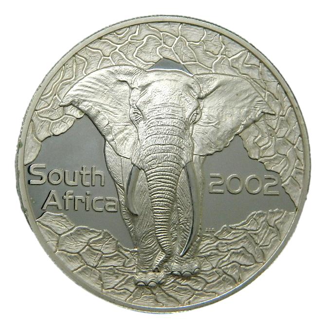 2002 - SOUTH AFRICA - 50 CENTS -  ELEFANTE - PLATA