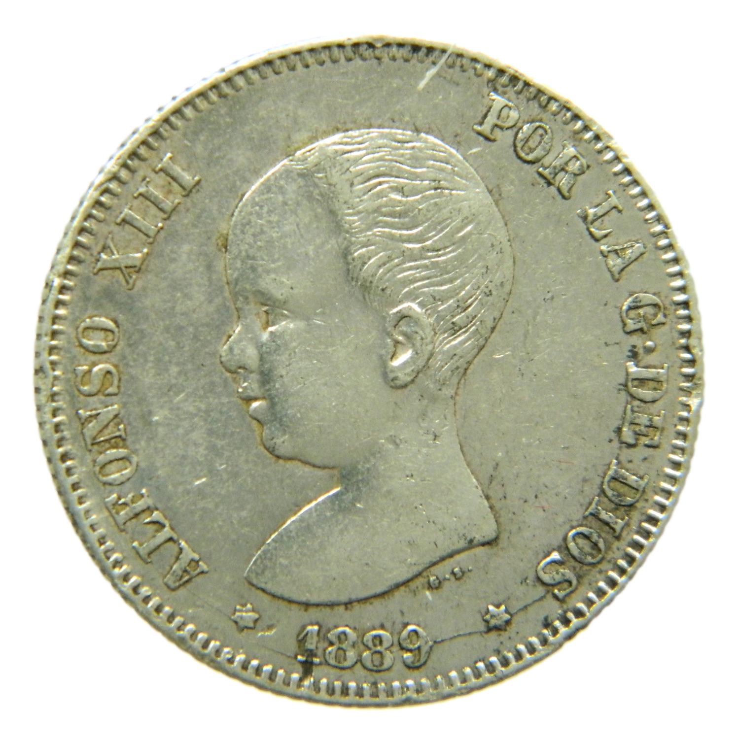 1889 - ALFONSO XIII - 2 PESETAS - MPM - MBC