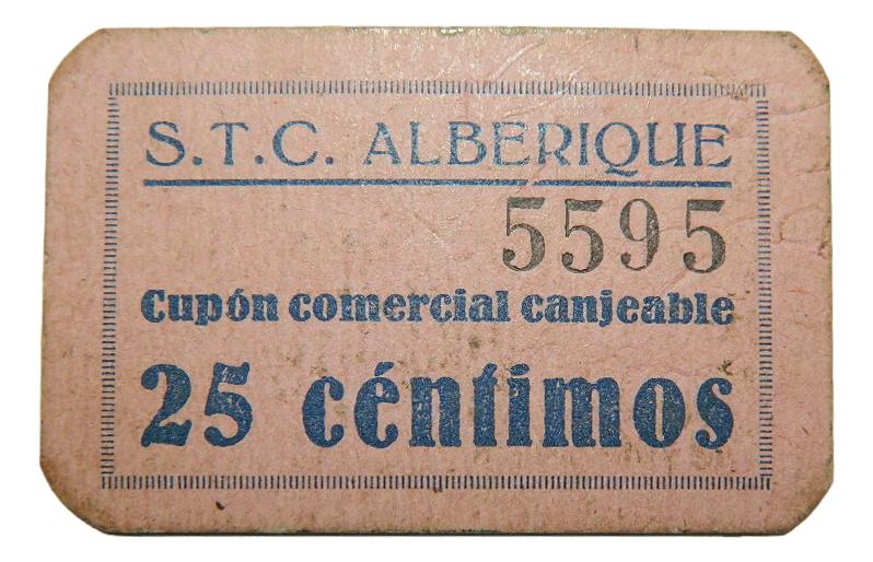 ALBERIQUE - BILLETE - 25 CENTIMOS - AGB 54 A