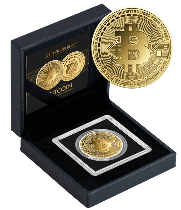 BITCOIN - MONEDA DE ORO FINO - 1/1000 OZ - 3000 FRANCS CFA - TCHAD - ESTUCHE