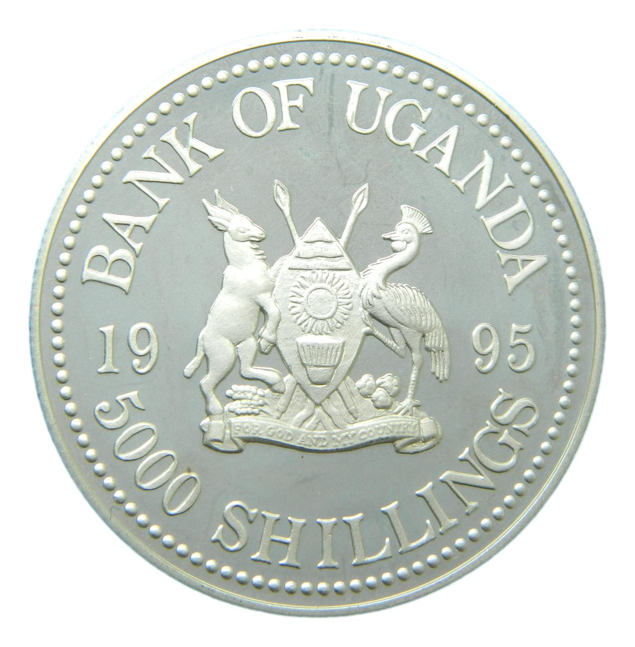 1995 - UGANDA - 5000 SHILLINGS - PLATA PROOF