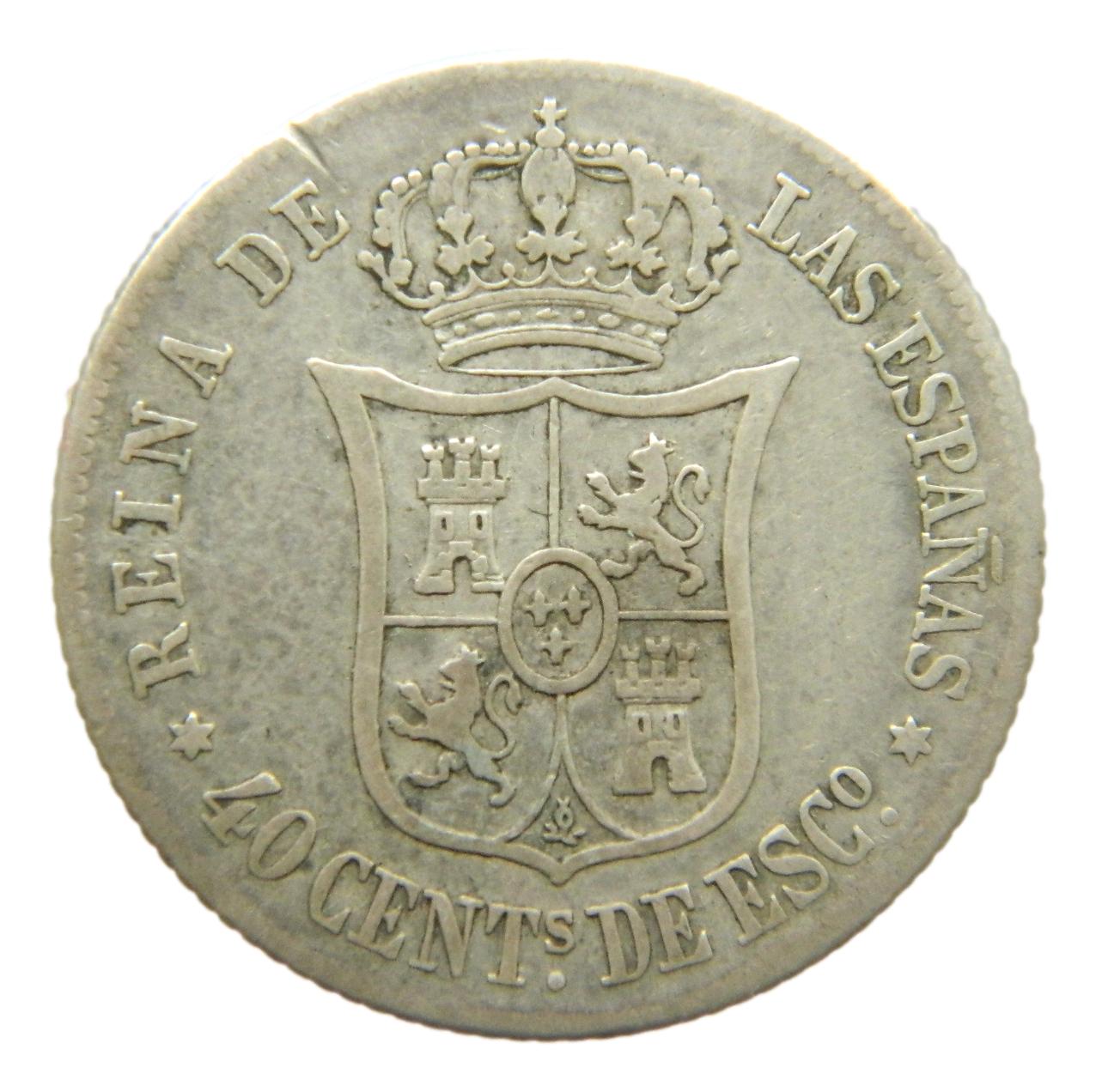 1865 - ISABEL II - 40 CENTIMOS DE ESCUDO - MADRID - BC