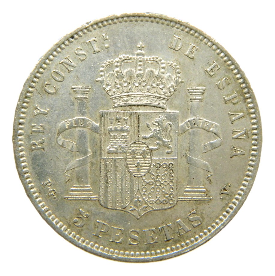 1893 *18-93 - ALFONSO XIII - 5 PESETAS - PGV - PLATA - MBC+