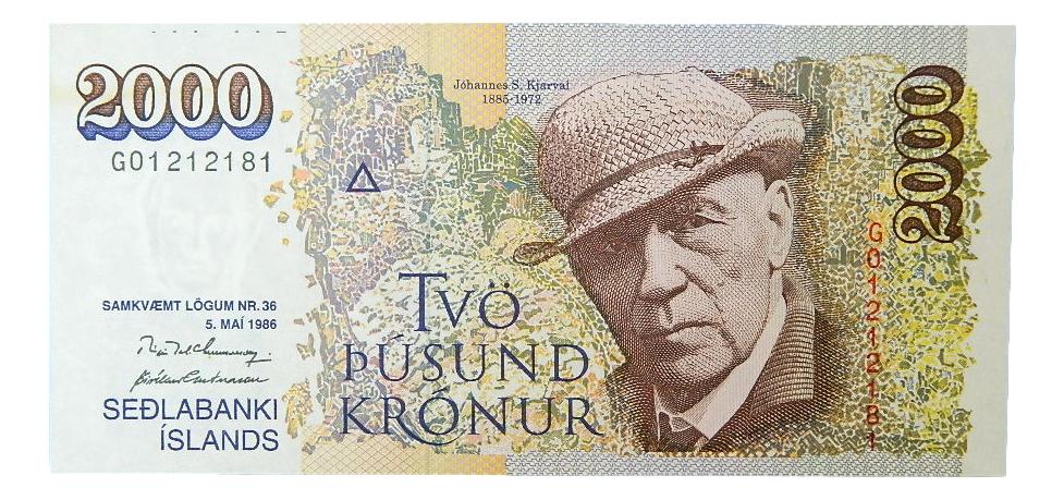1986 - ISLANDIA - BILLETE - 2000 KRONUR - PICK 57A - EBC