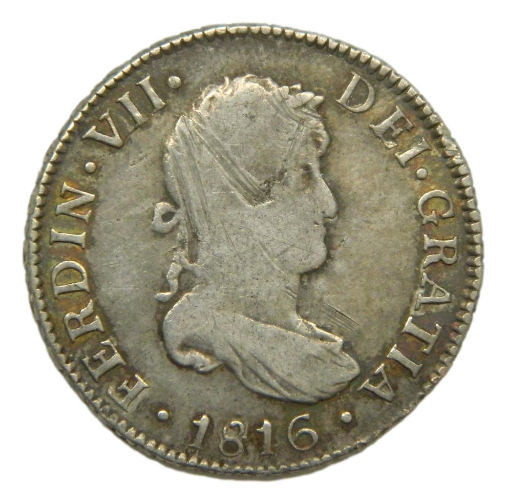 1816 PJ - FERNANDO VII - 2 REALES - POTOSI - BC