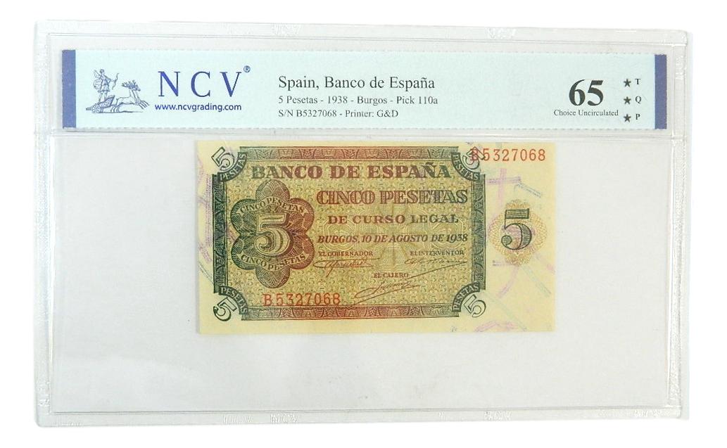 1938 - ESPAÑA - BILLETE - 5 PESETAS - BURGOS - NCV 65