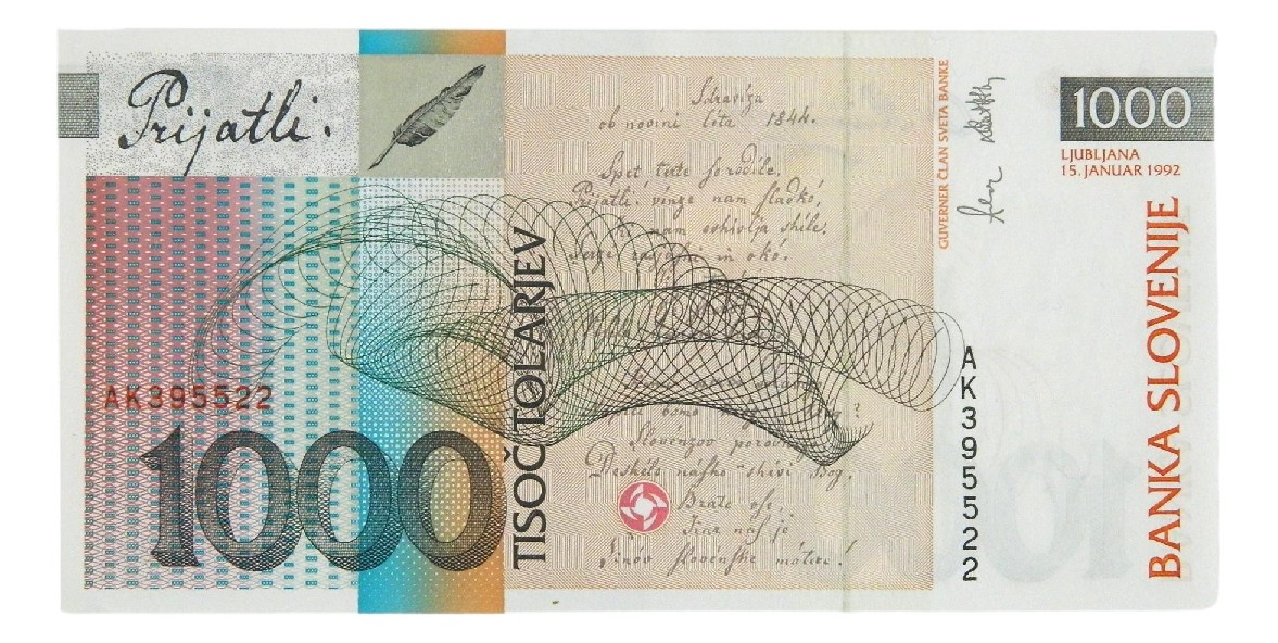 1992 - ESLOVENIA - 1000 TOLARJEV - PICK 17 a - 