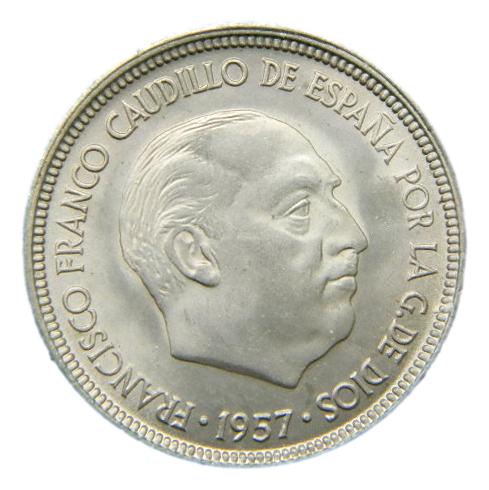 1957 *66 - FRANCO - 5 PESETAS - SC