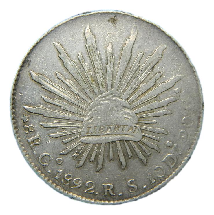 1892 RS - MEXICO - 8 REALES - GUANAJUATO - PLATA