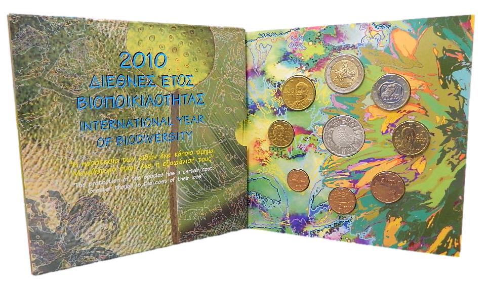 2010 - GRECIA - CARTERA EUROS - 9 MONEDAS - BIODIVERSIDAD