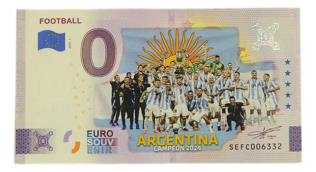 BILLETE 0 EUROS - FUTBOL - ARGENTINA CAMPEON 2024