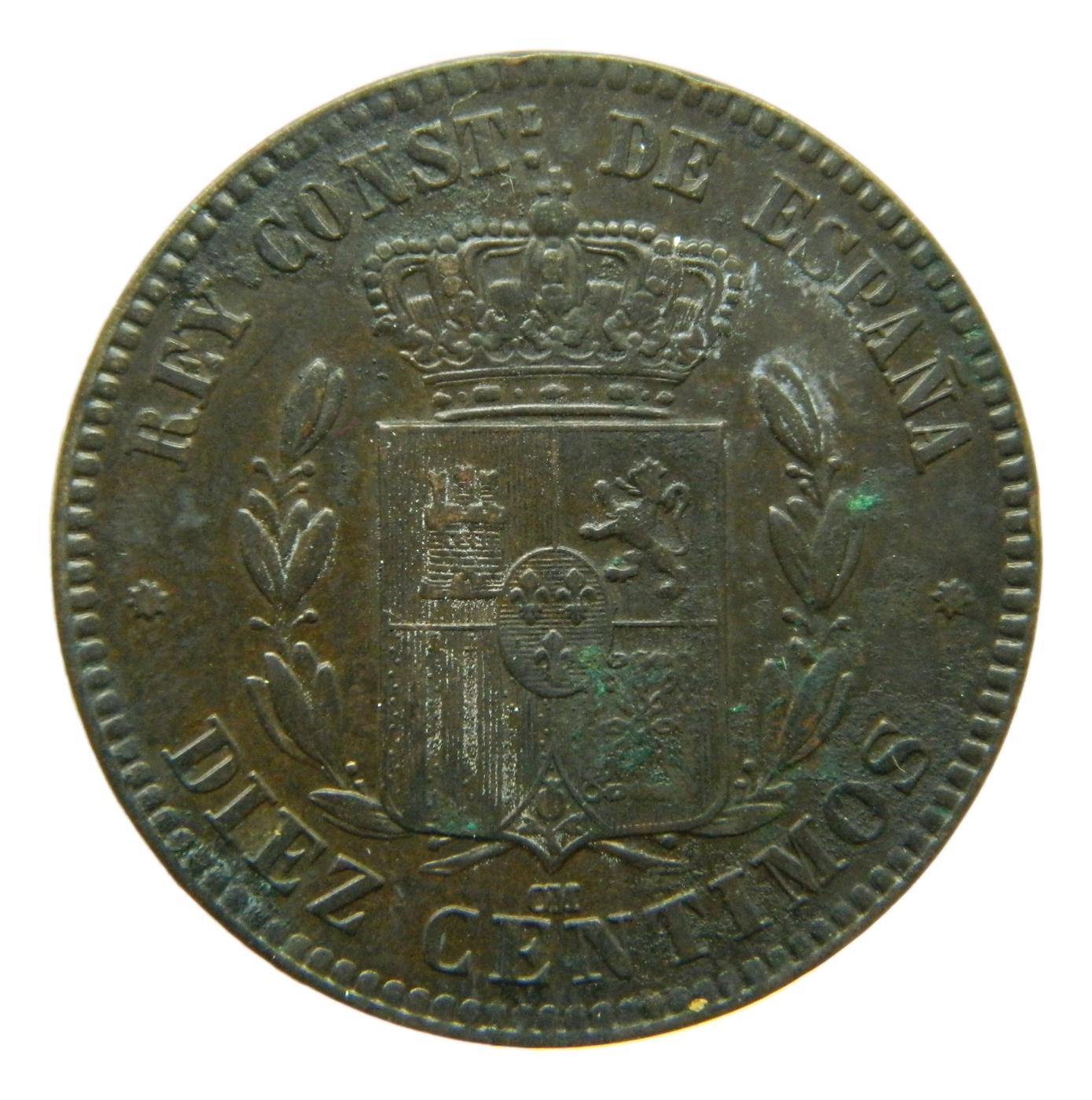 1878 OM - ALFONSO XII - 10 CENTIMOS - BARCELONA - MBC+