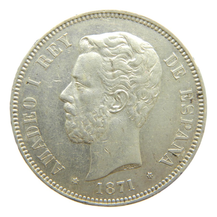 1871 *18-74 - AMADEO I - 5 PESETAS - DEM - MBC+