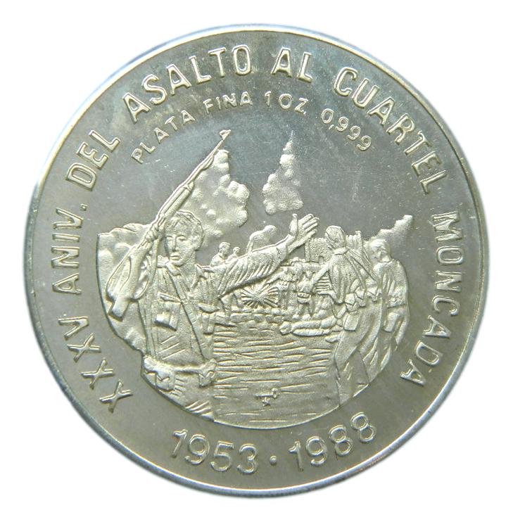 1988 - CUBA - 10 PESOS - ASALTO AL CUARTEL - 1 OZ