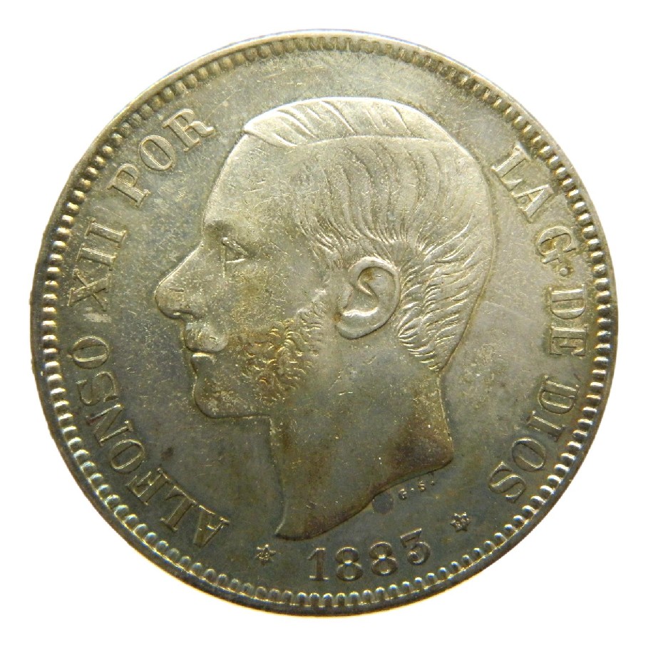 1883 *18-83 - ALFONSO XII - 5 PESETAS - MSM - PLATA - EBC-