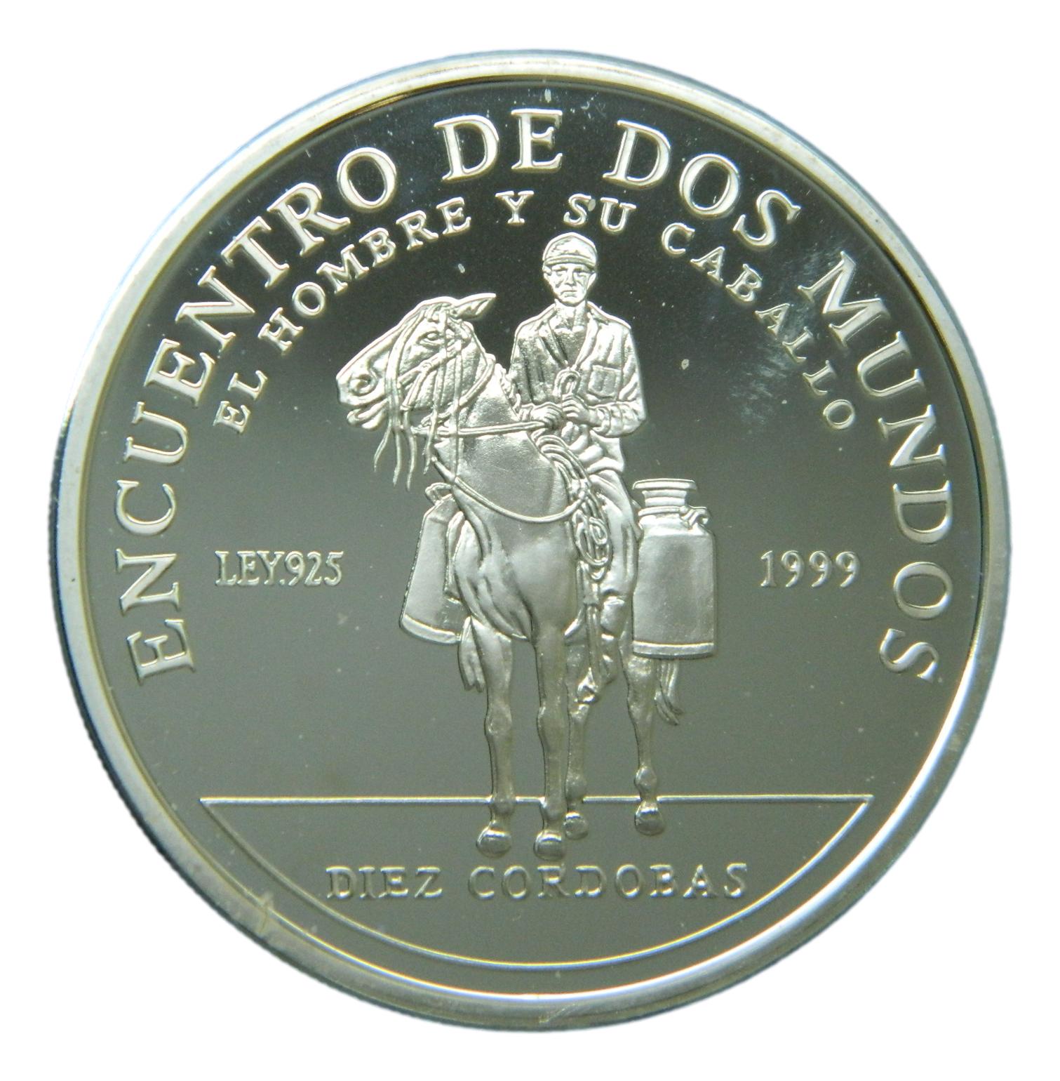 2000 - NICARAGUA - 10 CORDOBAS - CABALLO - IBEROAMERICANA - PLATA PROOF