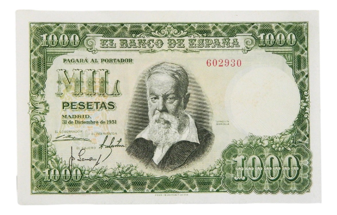 1951 - BILLETE - ESPAÑA - 1000 PESETAS - JOAQUIN SOROLLA - SC-