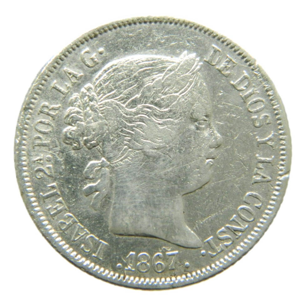 1867 - ISABEL II - 40 CENTIMOS DE ESCUDO - MADRID - MBC