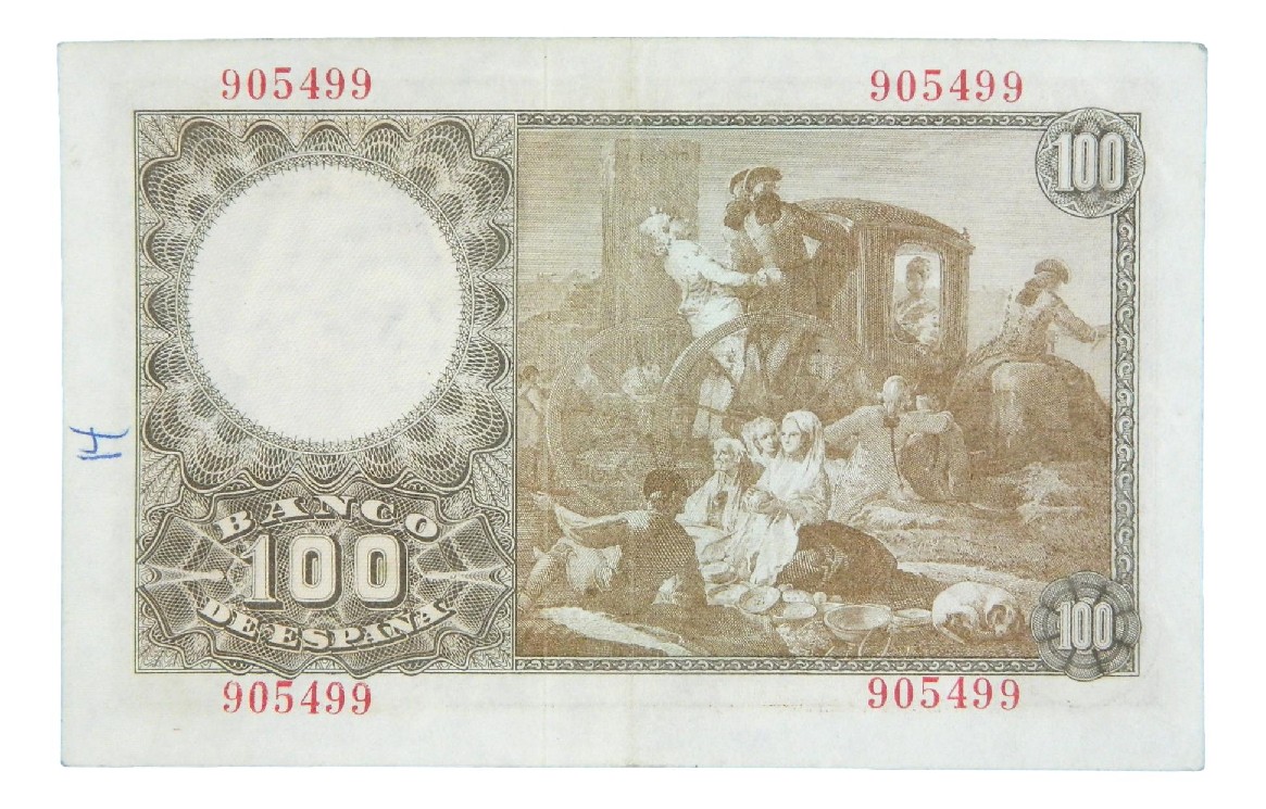 1948 - ESPAÑA - BILLETE - 100 PESETAS - SIN SERIE - MBC