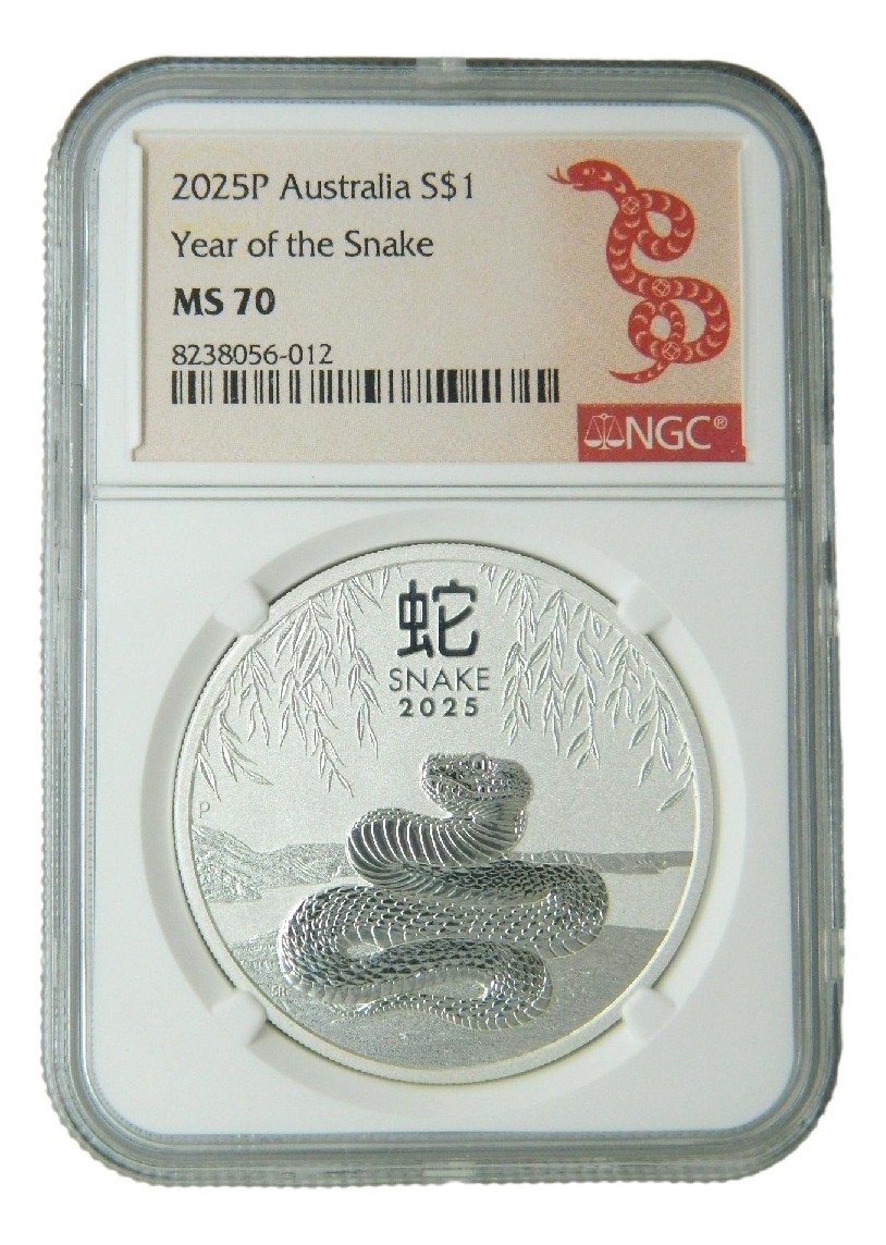 2025 - AUSTRALIA - DOLAR - ONZA PLATA - CHARLES III - SERPIENTE - NGC MS70