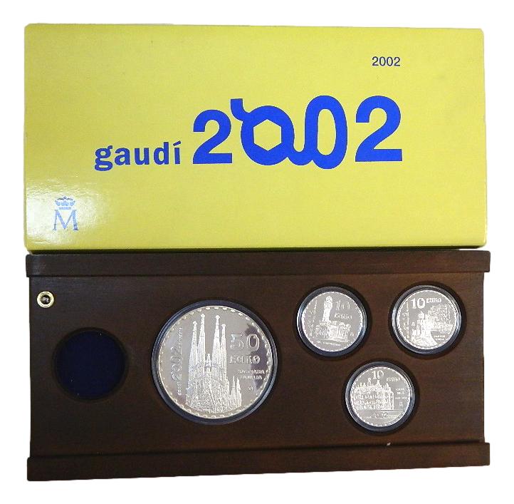 2002 - ESPAÑA  - COLECCION EUROS - GAUDI - 4 MONEDAS