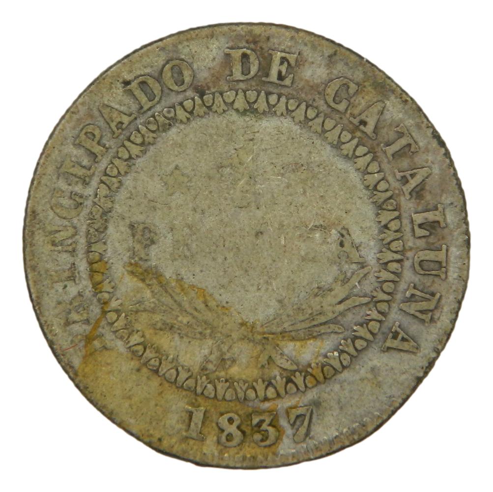 1837 PS - ISABEL II - 1 PESETA - BARCELONA - PLATA