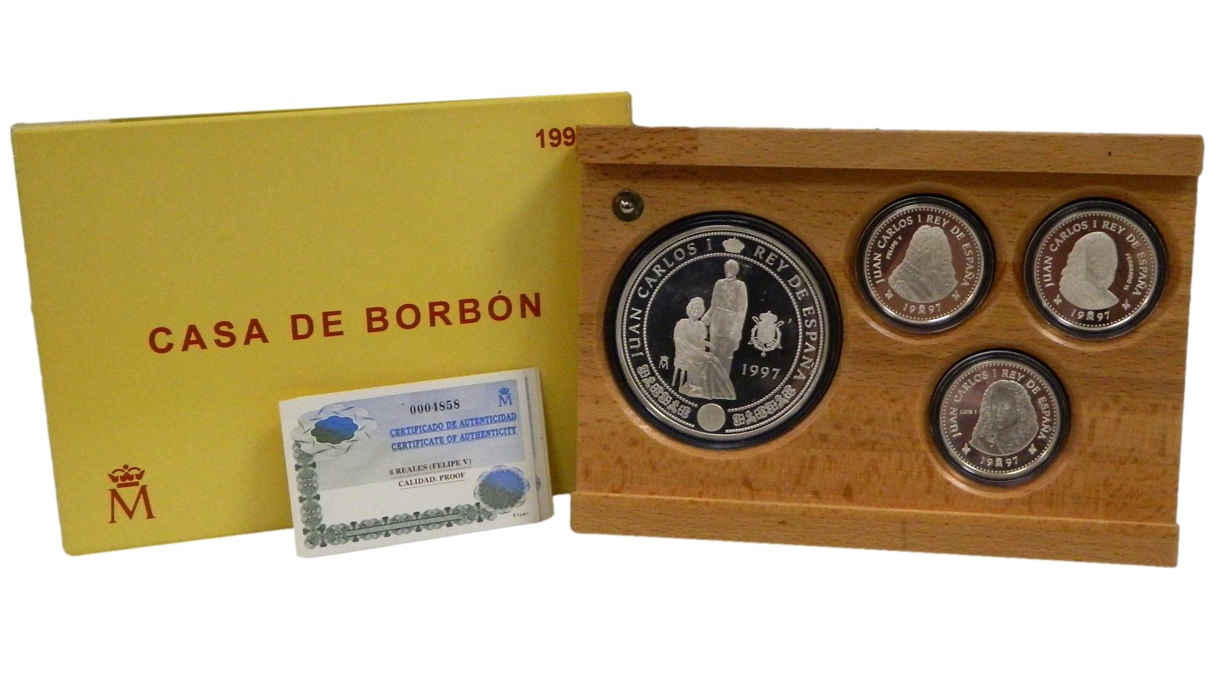 1997 - ESPAÑA - COLECCION COMPLETA - 4 MONEDAS - PESETAS PLATA - CASA DE BORBON