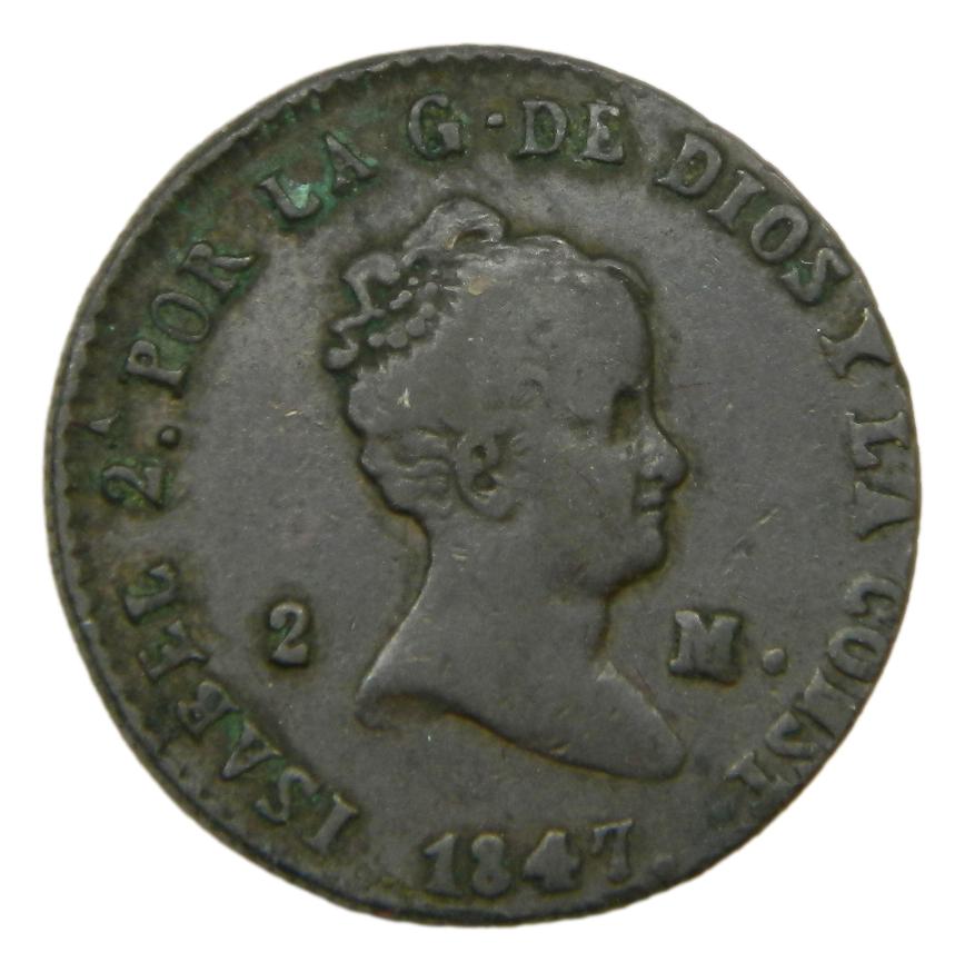 1847 - ISABEL II - 2 MARAVEDIS - SEGOVIA - MBC