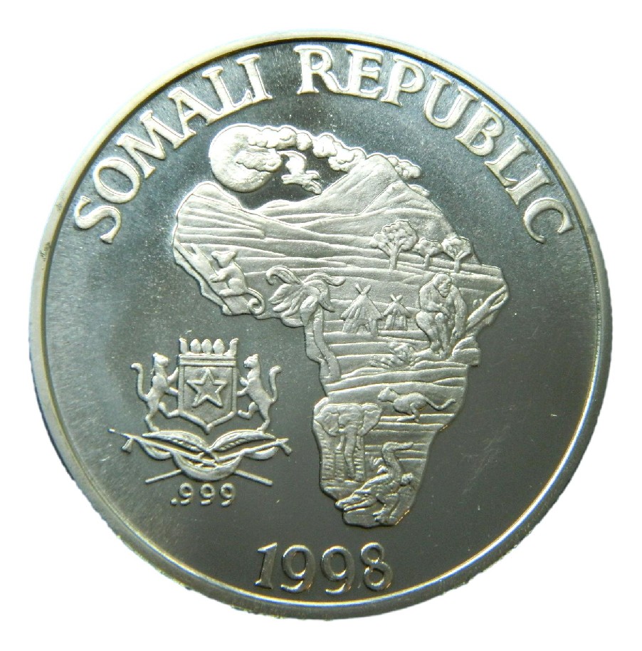 1998 - SOMALIA - 10 DOLLARS - ONZA PLATA - MONO