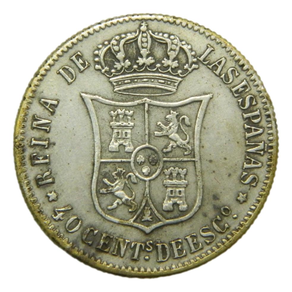 1867 - ISABEL II - 40 CENTIMOS DE ESCUDO - MADRID