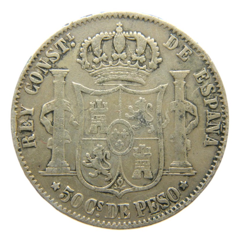 1883 - ALFONSO XII - 50 CENTAVOS DE PESO - MANILA - MBC