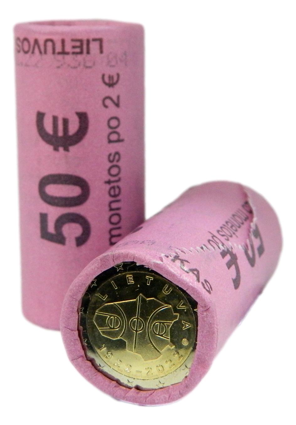 2022 - LITUANIA - 2 EURO - BALONCESTO - CARTUCHO - ROLLO