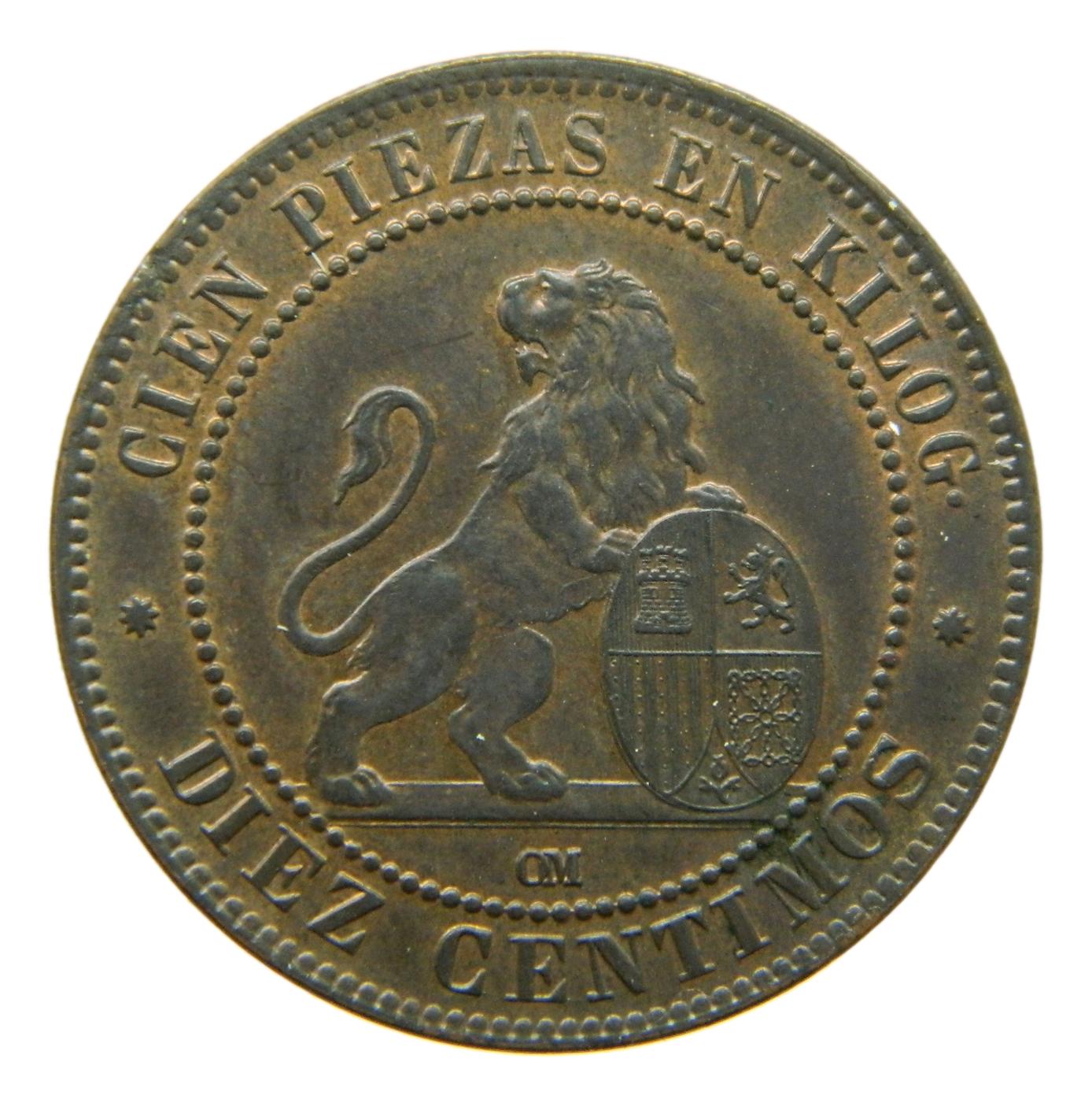 1870 - GOBIERNO PROVISIONAL - 10 CENTIMOS - OM - EBC+