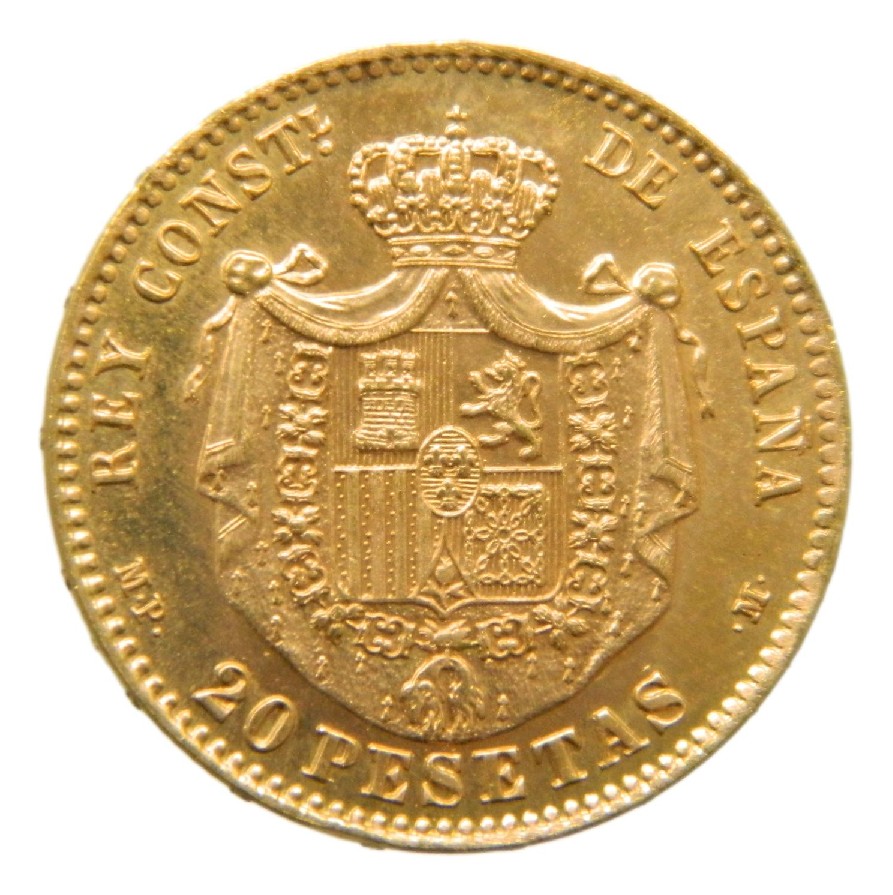 1896 *19-62 - REACUÑACION - ALFONSO XIII - 20 PESETAS - MPM - SC