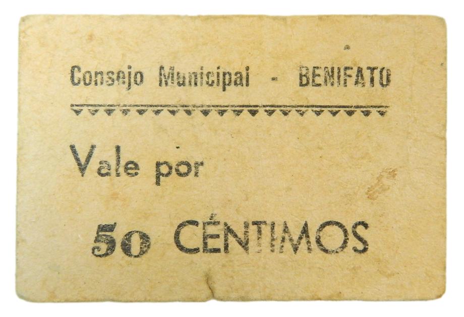 BENIFATO - BILLETE - 50 CENTIMOS - AGB 303 B