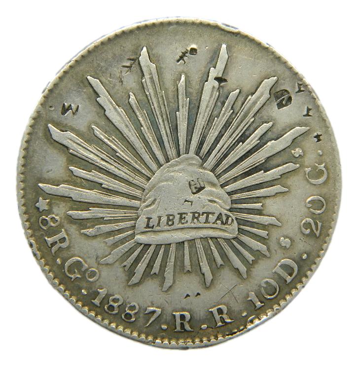 1887 - MEXICO - 8 REALES - GUANAJUATO - PLATA