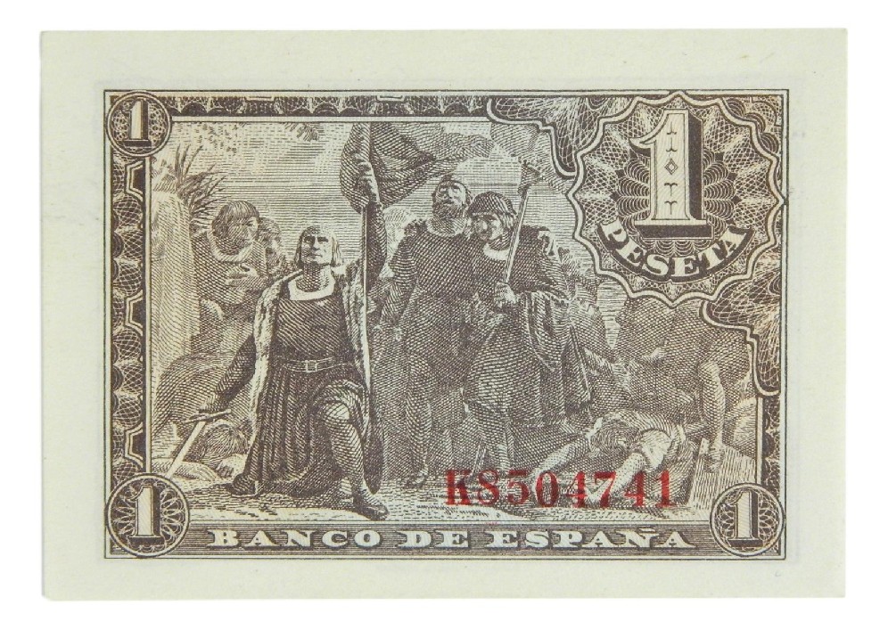 1943 - ESPAÑA - BILLETE - 1 PESETA  - COLON - EBC